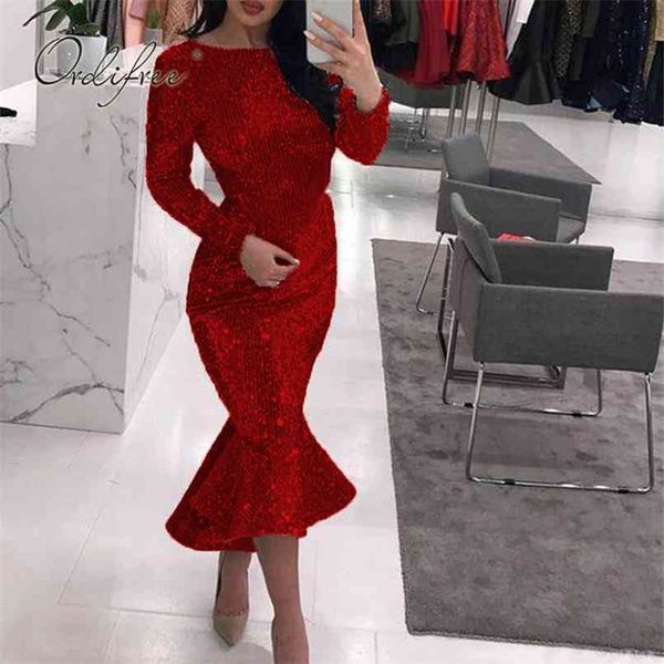 

spring autumn women party dress long sleeve bodycon sequin midi 210513, Black;gray