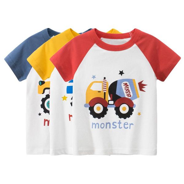 T-shirt 2021 Estate Delle Ragazze Dei Ragazzi Manica Corta Del Fumetto Auto Cotone Magliette E Camicette Abbigliamento Per Bambini Ragazzo Mostro Lettera Stampa Magliette Bambini Vestito