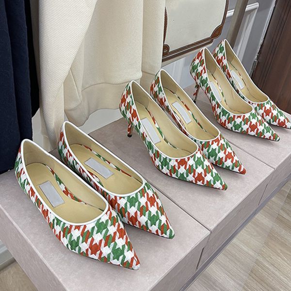 

2021 designer pointed high heels dress shoes wedding party shoes sandals 6.5 and 8.5cm sizes 35-40 with box, Black