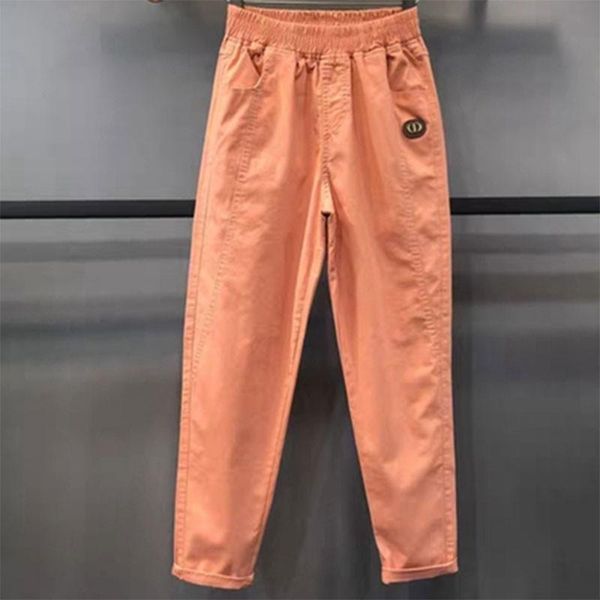 

women's pants & capris 2021 spring summer korea fashion women elastic waist cotton white all-matched casual loose harem plus size v343, Black;white
