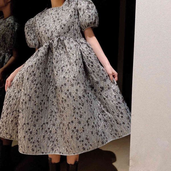 

casual dresses cute backless bandage design vintage puff sleeves pleated puffy 2021 summer women party elegant princess 2021 j85n, Black;gray