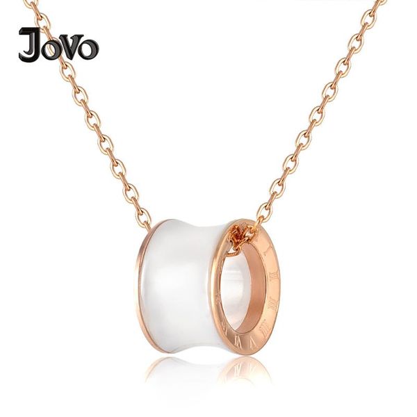 

pendant necklaces jovo love black & white ceramic wholesale cross luxury rose gold stainless steel for women, Silver