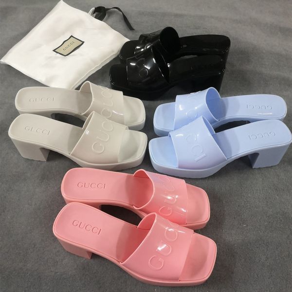 

candy color 2021 fashion brand outdoor slippers summer new high heel sandals, Black