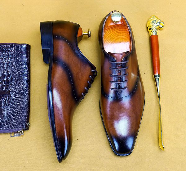 

Fashion Pointed Toe Leather Men Oxford Shoe Genuine Leather Men Dress Shoes Black Brown Mens Formal Business Wedding Shoes