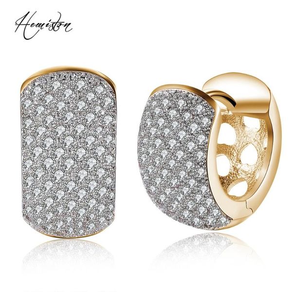 

hoop & huggie gold color wide full clear cz paved creole earring, european romantic jewelry gift for women tf 134e, Golden;silver