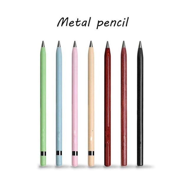 

ballpoint pens full metal wear-resistant eternal pencil without ink ink-old immortal student creative gift pen, Blue;orange