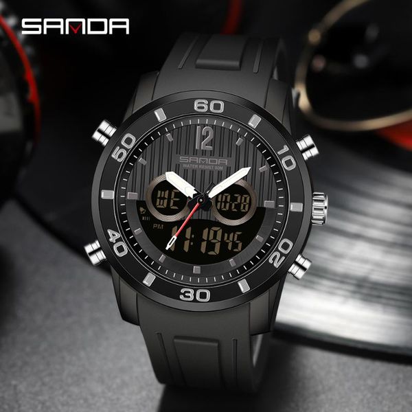 

wristwatches sanda 2021 fashion men watches male quartz watch 50m waterproof sport digital wristwatch relogio masculino 310, Slivery;brown