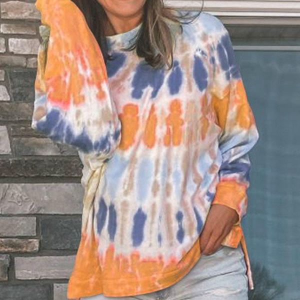 

women's hoodies & sweatshirts women casual pullover autumn spring clothes tie dye sweatshirt fashion long sleeve printing colorful loos, Black