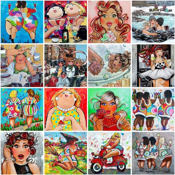 

diamond painting 5d fat lady women cross stitch with bead diy cartoon embroidery mosaic handmade gift