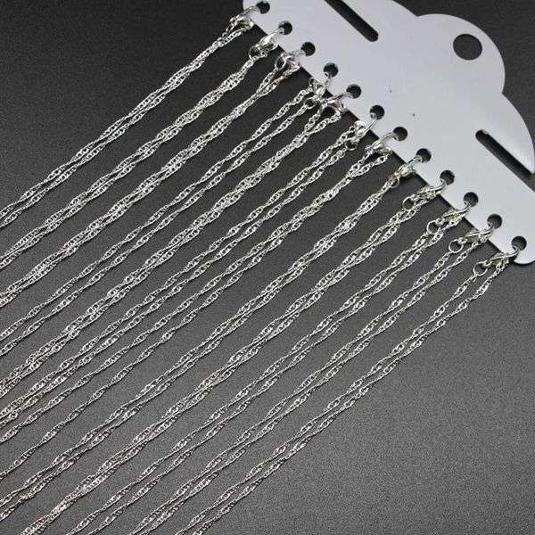 

chains diy jewelry accessories 42cm water wave chain lobster clasp handmade pendant 12pcs/pack jp, Silver