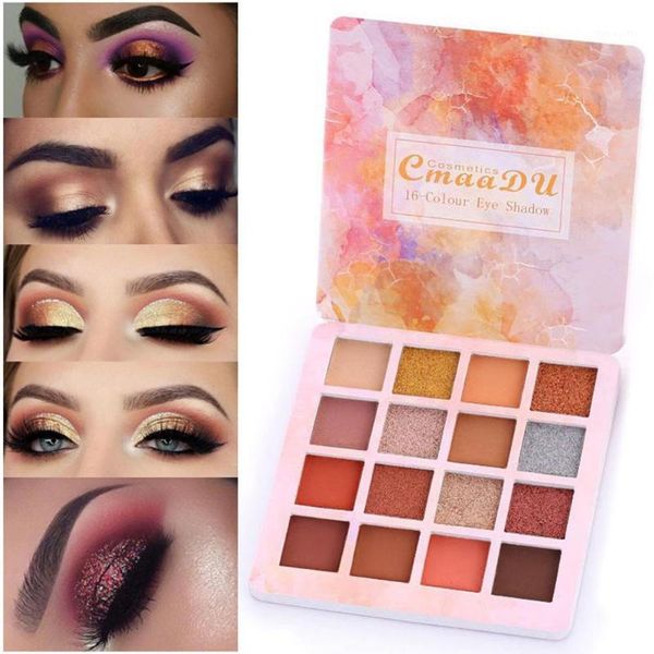 

16colors shining matte eyeshadow palette pearlescent makeup glitter pigment waterproof long lasting eye shadow make up palette1