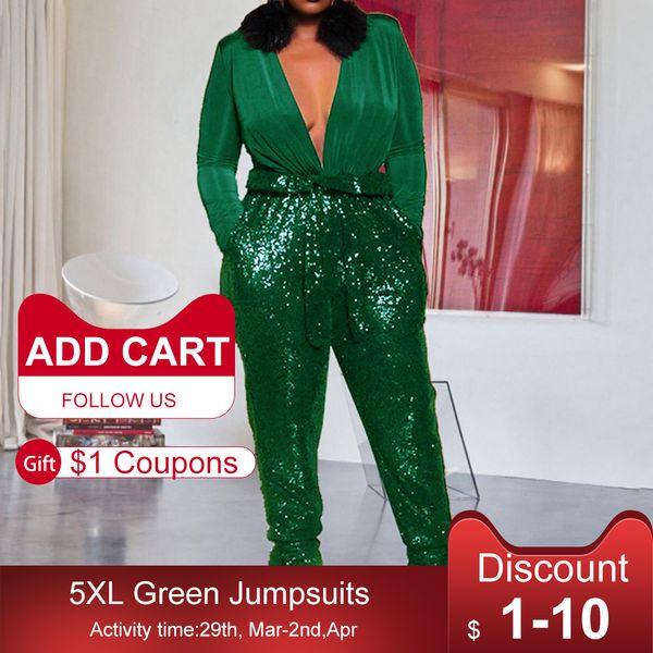 

deep v neck glamay jumpsuit women office ladies spring 2021 party jumpsuits patchwork pencil pants rompers plus size 5xl, Black;white