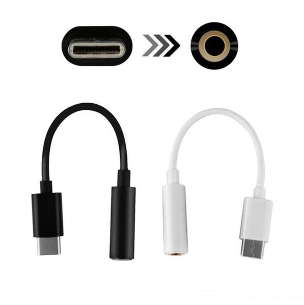 Cabo de fone de ouvido tipo C 3,5 Jack USBC para 3,5 mm AUX Adaptador de fones de ouvido para Huawei mate P20 pro Xiaomi Mix