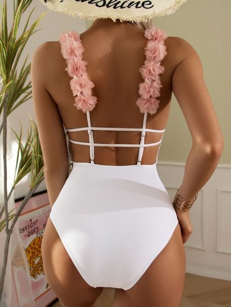 

appliques backless one piece swimsuit j3aw#, White;black