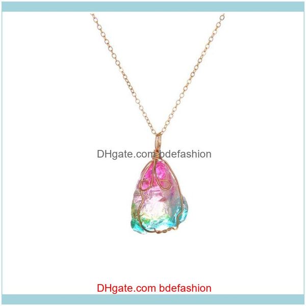 

& pendants jewelrynecklace stone pendant transparent multicolored beautiful ornaments chain clasp for women edgy necklaces drop delivery 202, Silver