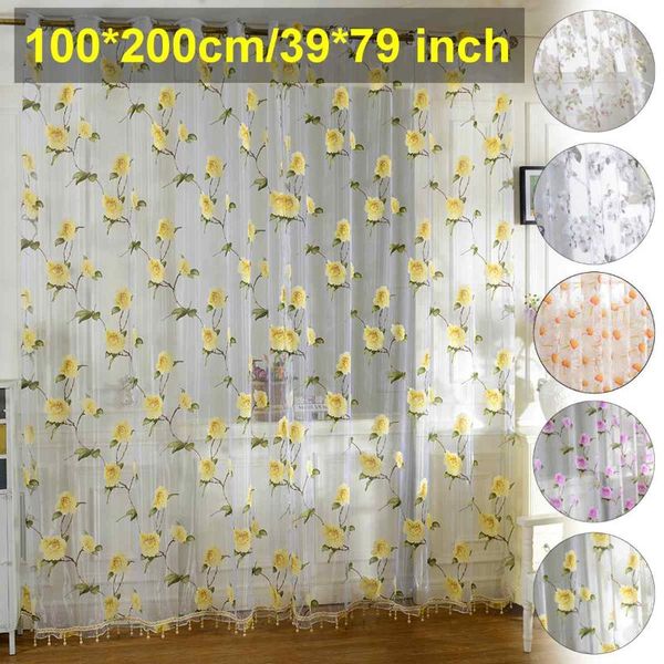

floral sheer window curtain for living room bedroom colorful voile kids home decor kitchen treatments panel drapes &