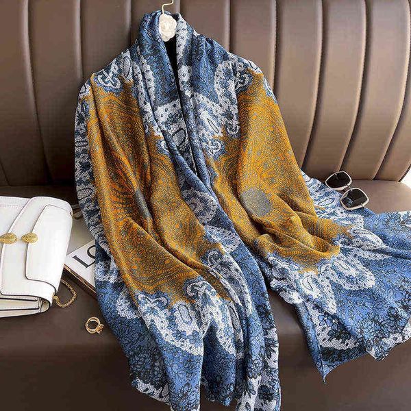 

scarves korean bubble water flower waterfall tibetan green cashew nut libo satin beach towel silk with shawl large long scarf for women, Blue;gray