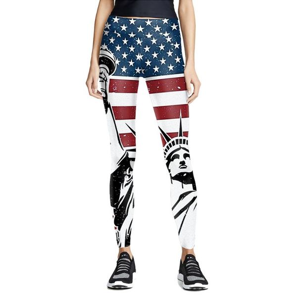 

women's leggings high waist women ladies independence day national flag printed skinny sports pants slim fitness workout female, Black