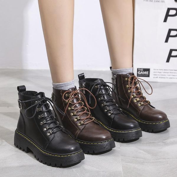 

boots white mid-calf female shoes round toe boots-women winter footwear low ladies rock rubber 2021 mid calf lolita flock cotto, Black