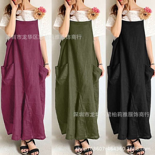 

women's large loose dress with suspender in summer of 2019, Black;gray