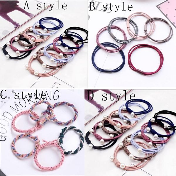 

hair accessories cord gum hair tie girls elastic hair band ring rope candy color circle stretchy scrunchy mixed color, Slivery;white