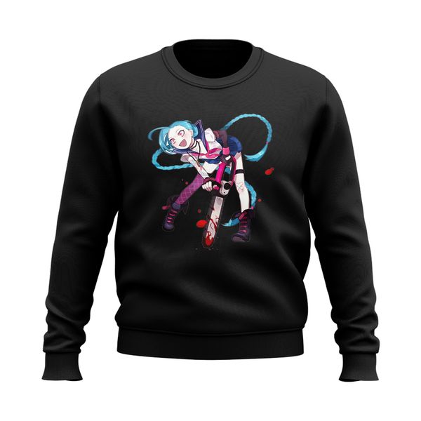 

sweater jinx 3d printing lol knife girl pattern casual party style round neck autumn and winter hoodless sweater, Black