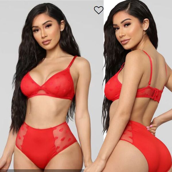 

point mesh love three fun perspective underwear upper and lower sets, Black;white