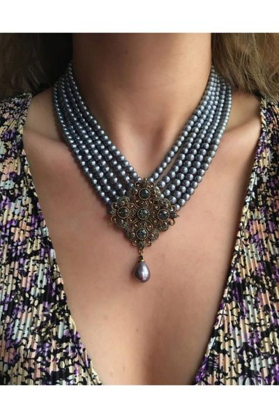 

earrings & necklace women's fashion jewelry mink pearl, Silver