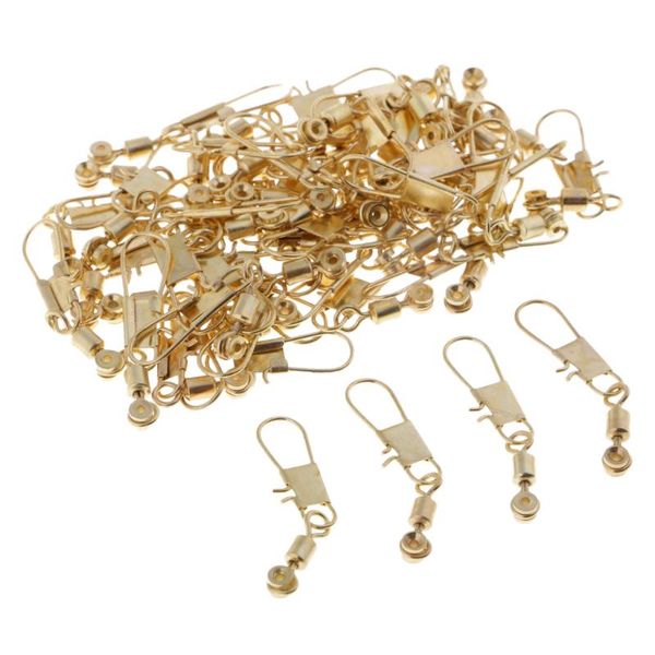 

50pcs/pack fishing line sinker slides hook shank clip connectors swivels snaps s/m/l golden accessories hooks