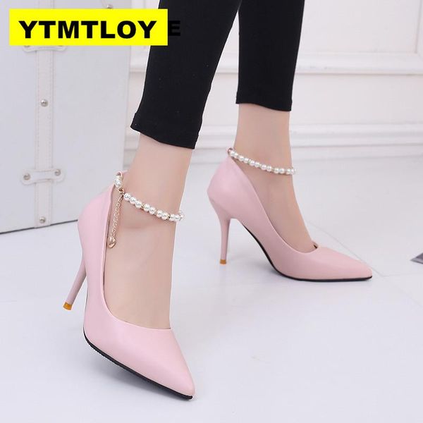 

women shoes pointed toe pumps dress high heels boat wedding tenis feminino 9.5cm square heel nightclub, Black