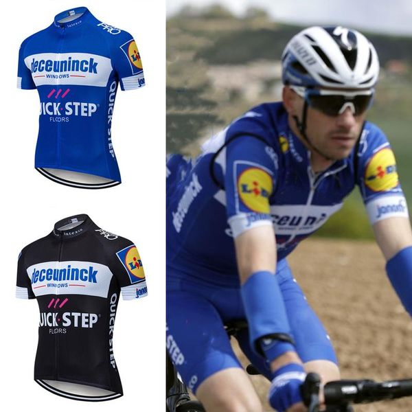 

racing sets deceuninck cycling team bike jersey quick dry mens bicycle maillot clothes summer breathable pro 2021 clothing step short set, Black;blue