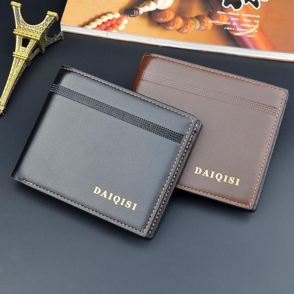 

wallets 2021 man purse male youth fashion simple retro paragraphs short wallet horizontal leisure 3 fold soft, Red;black