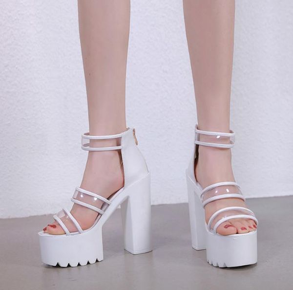 

sandals thick heel 15 super high waterproof platform european and american wind hate sky women's foreign trade plus si, Black