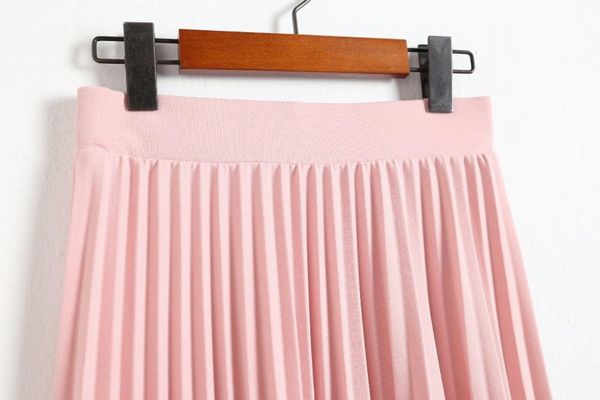 

skirts summer skirt elastic waist fold fashion slim women girl pleated pink white black