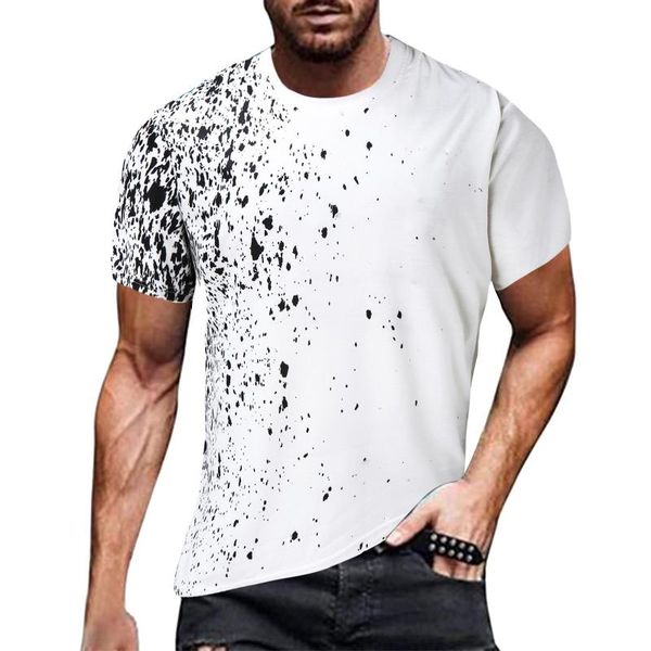 

men's t-shirts 2021 sports shirt summer 3d printed solid round neck t-shirt casual hip hop loose short sleeve tee, White;black