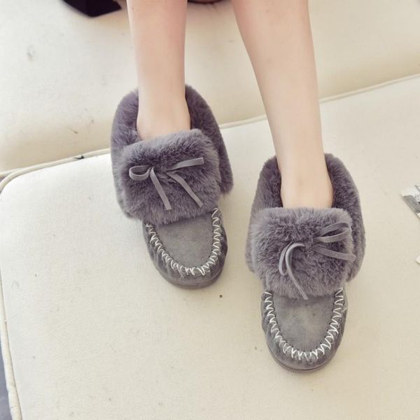 

boots fashion fur womens flats snow thick bottom female winter boot shoes, Black