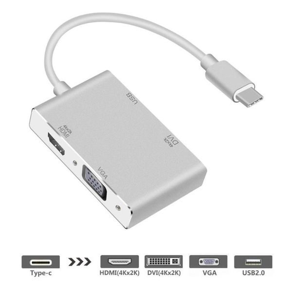 

audio cables & connectors 20pcs/lot usb c to vga 2k 4k adapter, type 3 usb2.0 hub, portable converter adaptor for 2021 macbook pro/sams