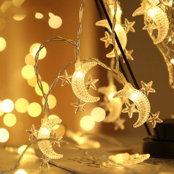 

1.5 m star moon string lights battery fairy led eid muslim islam festival home decor d30 strings