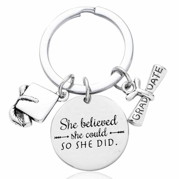 

keychains she believed could so did graduation gift keychain leaving end of term keyring inspiration key chains rings, Silver