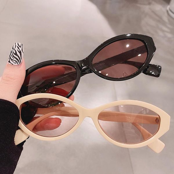 

sunglasses ins vintage small oval for women fashion brand sun glasses female elegant gradient uv400 shades green leopard, White;black