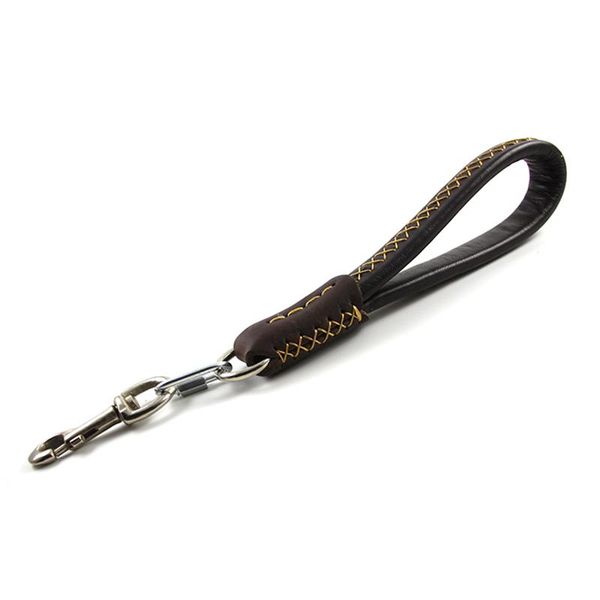 

dog collars & leashes 35cm short leash sewn by hand real leather pet traffic lead for medium and large dogs training walking