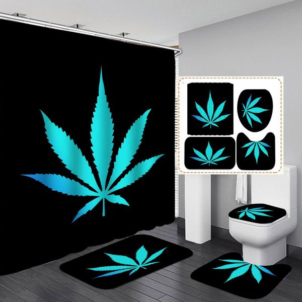 

colorful leaves bath curtain waterproof shower curtains polyester washable home decoration with hook
