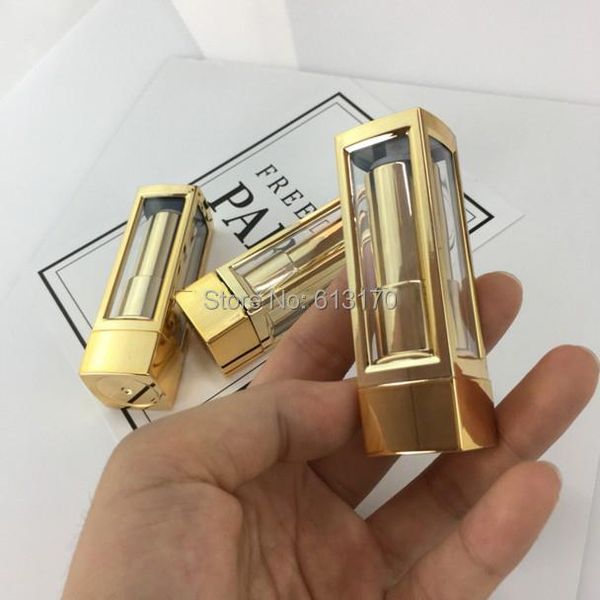 

storage bottles & jars 12.1mm empty elegant lipstick tube,gold,black,silver lip packing container,clear window plastic diy beauty tool