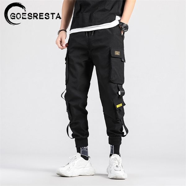Calças de carga preta Homens Hip Hop Streetwear Jogger Harem Calças Casuais Harajuku Sweatpants Brand Verão 210715