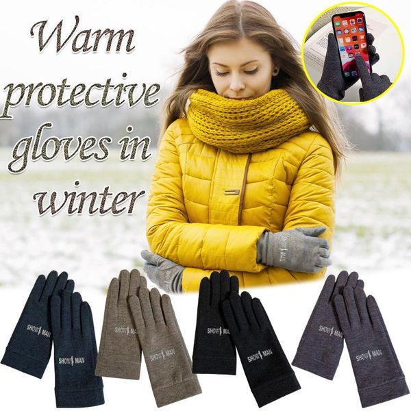 

cycling gloves winter plus velvet to keep warm wind and cold sports game outdoor camping hiking fishing accessories non-slip, Black
