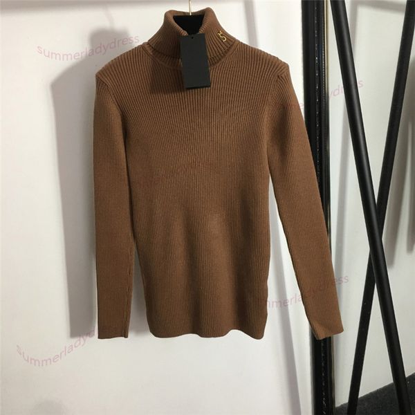 

metal letter sweater warm high collar pullovers classic design elastic knitted sweaters autumn winter comfortable bottoming shirt, White;black