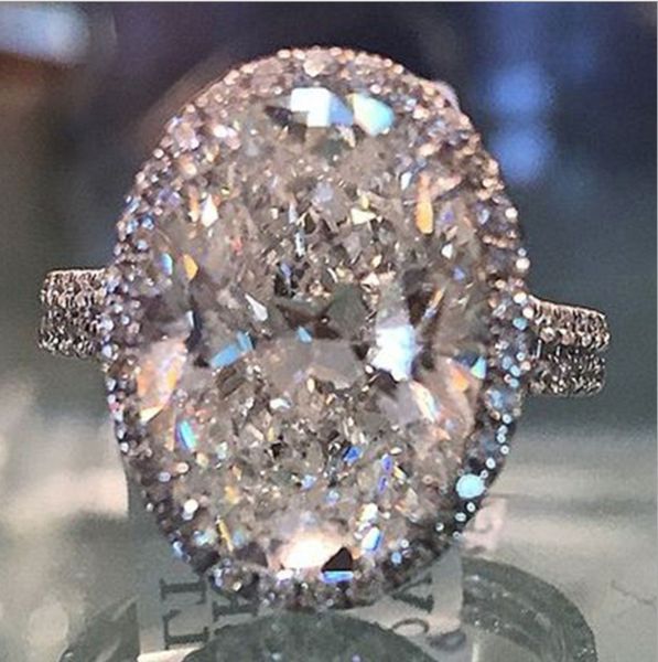 

weixu goose egg shaped simulation micro inlaid ring fashion oval engagement, Silver