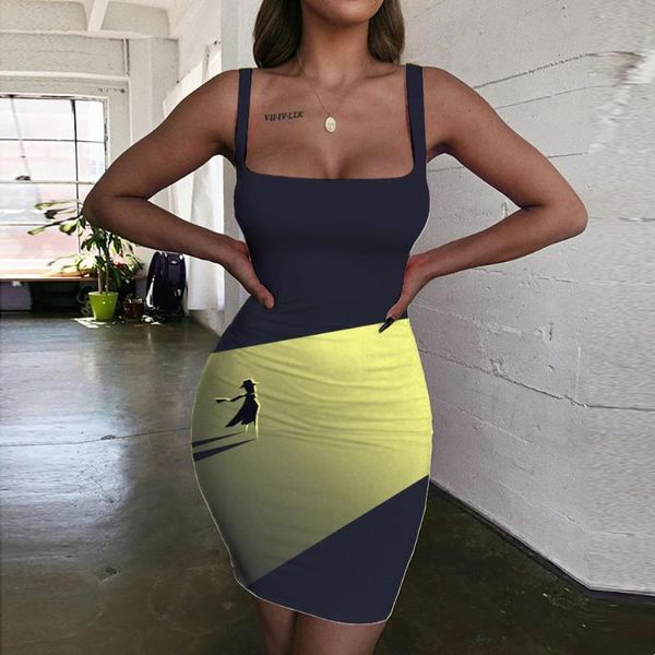 

casual dresses kyku brand geometry dress women space sundress art bodycon harajuku halter sleeveless womens clothing party beach, Black;gray