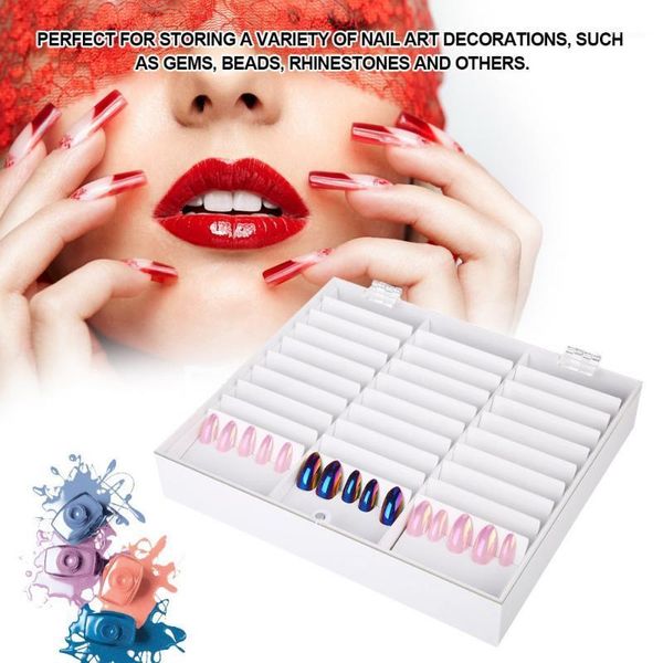 

manicure tools storage box 33 grids nail art decoration rhinestone gem bead container false display holder1, Silver