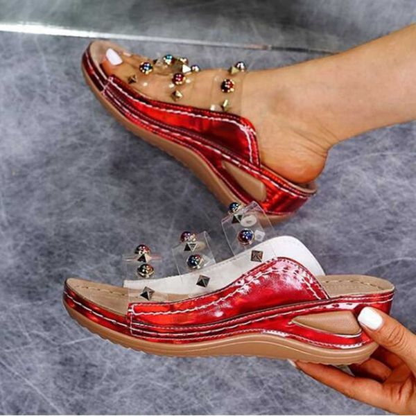

womens transparent sandals summer beach shoes flip-flops open toe rhinestone casual beach shoes flats bohemian sandals y0714, Black